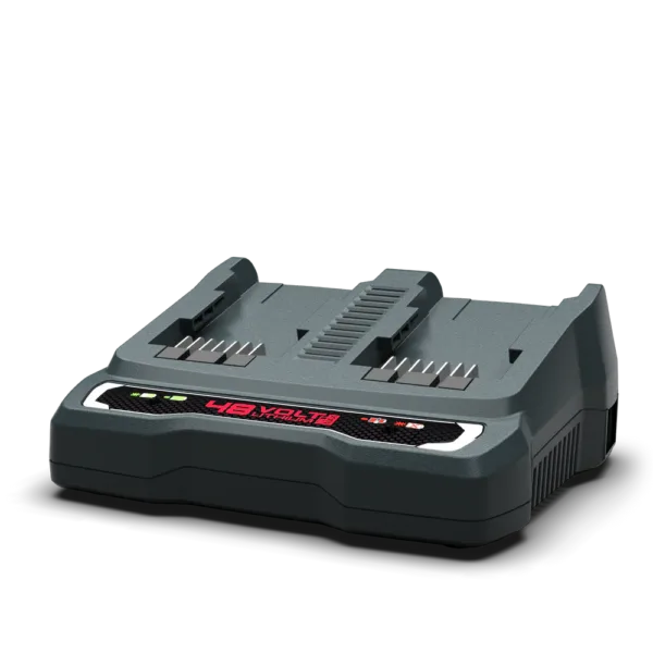 Chargeur 48V à 2 ports, courant de charge 4A, pour batteries lithium d’outils ou d’appareils électriques.