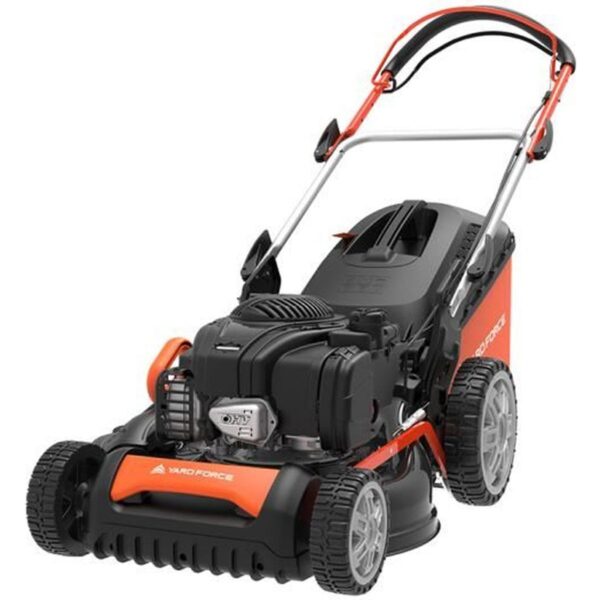 Tondeuse thermique Yard Force GM B46E avec moteur Briggs & Stratton 475ISi, largeur de coupe 46 cm, démarrage électrique, cylindrée 140cc.