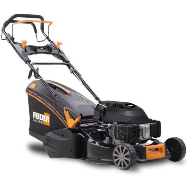 Tondeuse thermique à rouleau auto-tractée, moteur 4 temps 196 cm³, largeur de coupe 525 mm, avec démarrage électrique pour pelouse.