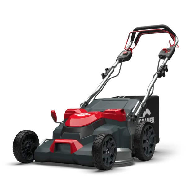 Tondeuse tractée sans fil 82V, largeur de coupe 61 cm, pour entretien de pelouse, moteur électrique sur batterie.