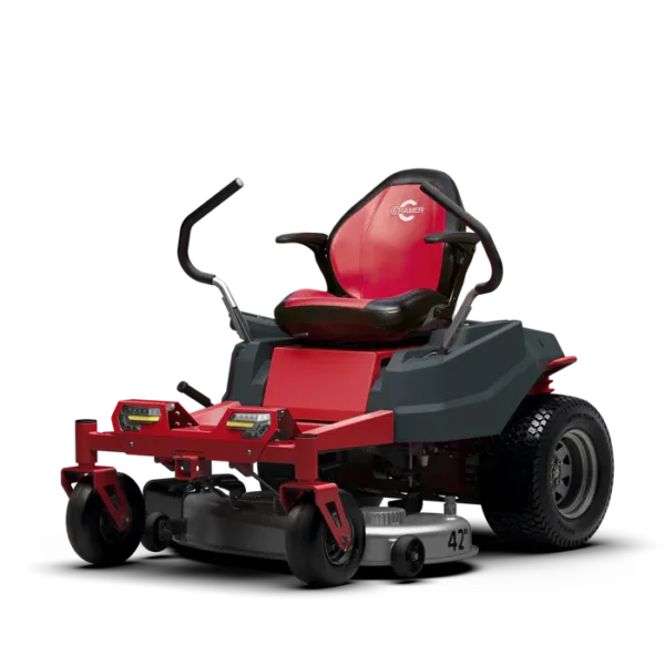 Tondeuse Zero Turn avec plateau de coupe 107 cm, alimentée par 6 batteries 82V 5Ah, idéale pour grandes surfaces.